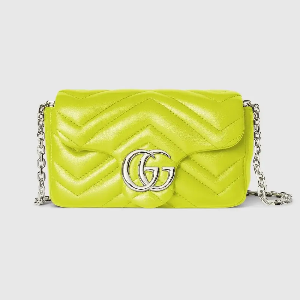 Gucci GG Marmont mini shoulder bag Bright green matelassé chevron lambskin leather