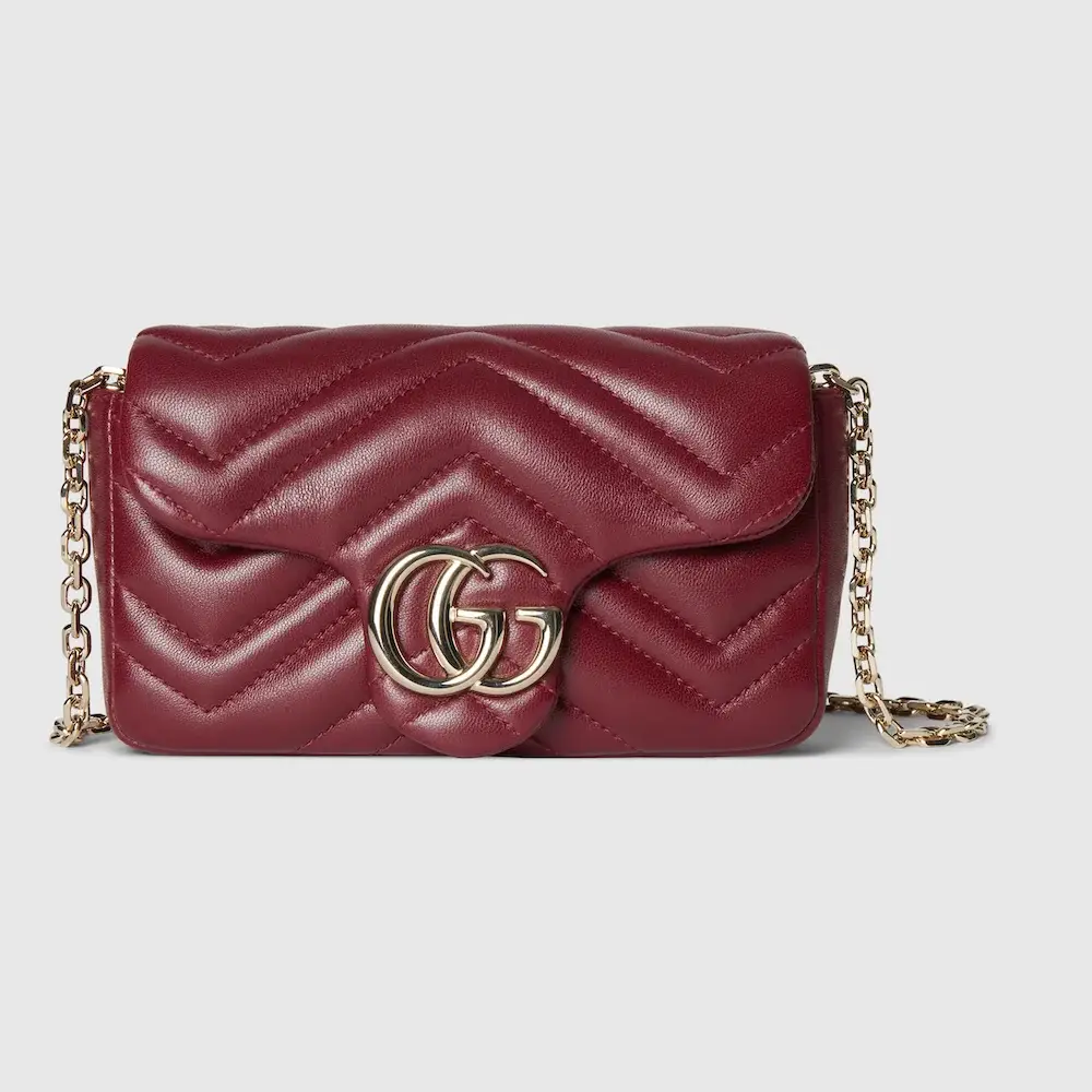 Gucci GG Marmont mini shoulder bag Gucci Rosso Ancora red matelassé chevron lambskin leather