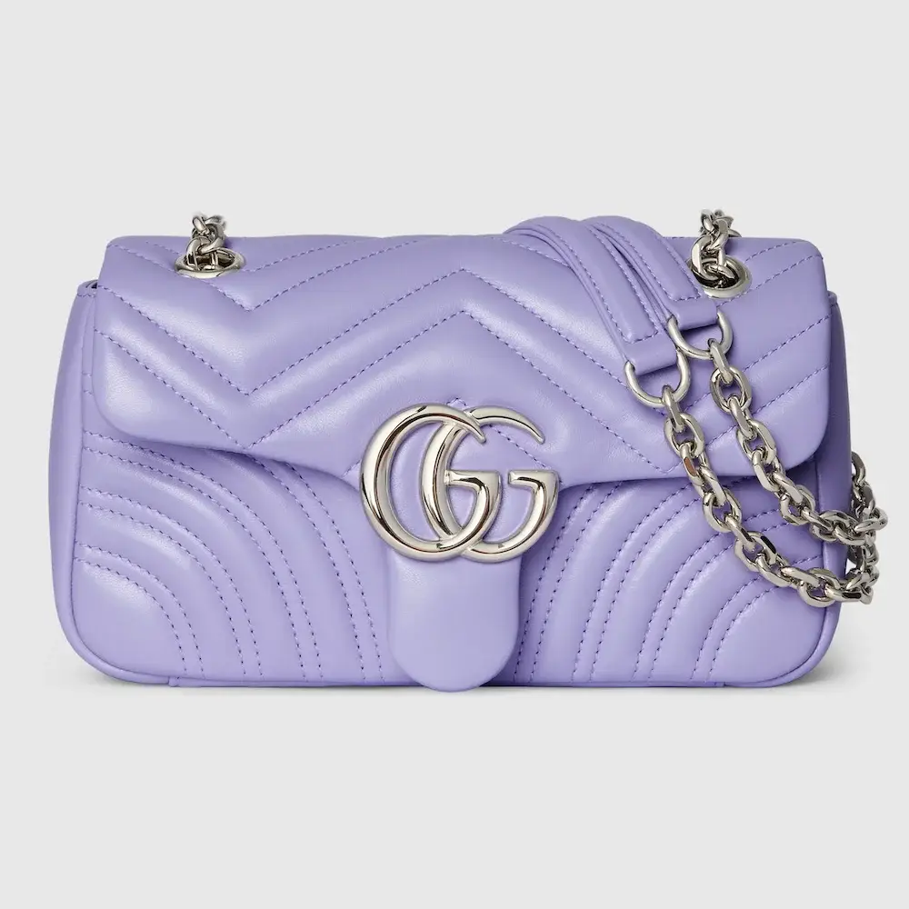 Gucci GG Marmont small shoulder bag Lilac matelassé chevron lambskin leather