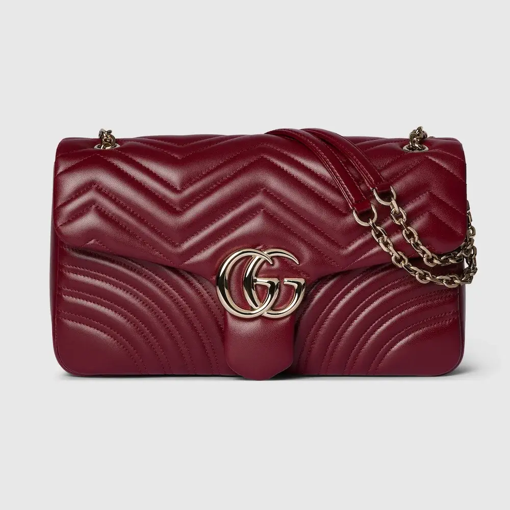 Gucci Gucci GG Marmont large shoulder bag Gucci Rosso Ancora red matelassé chevron lambskin leather