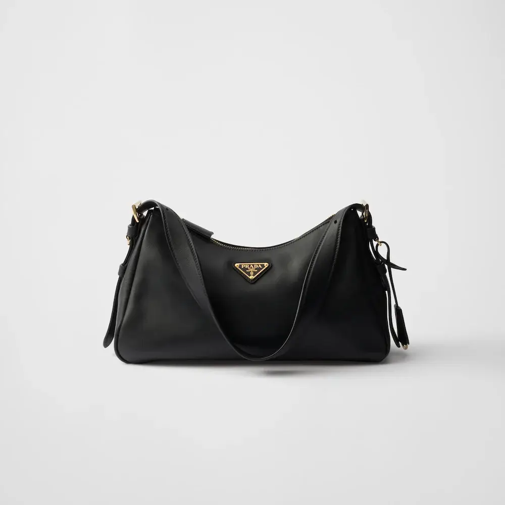 Prada Aimée medium leather shoulder bag black