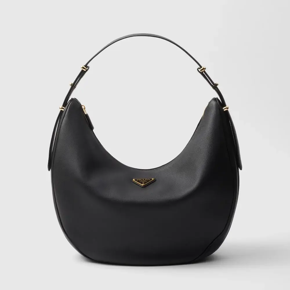 Prada Arqué large leather shoulder bag black