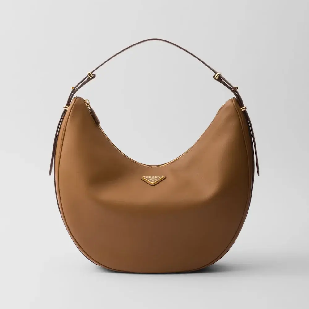 Prada Arqué large leather shoulder bag caramel