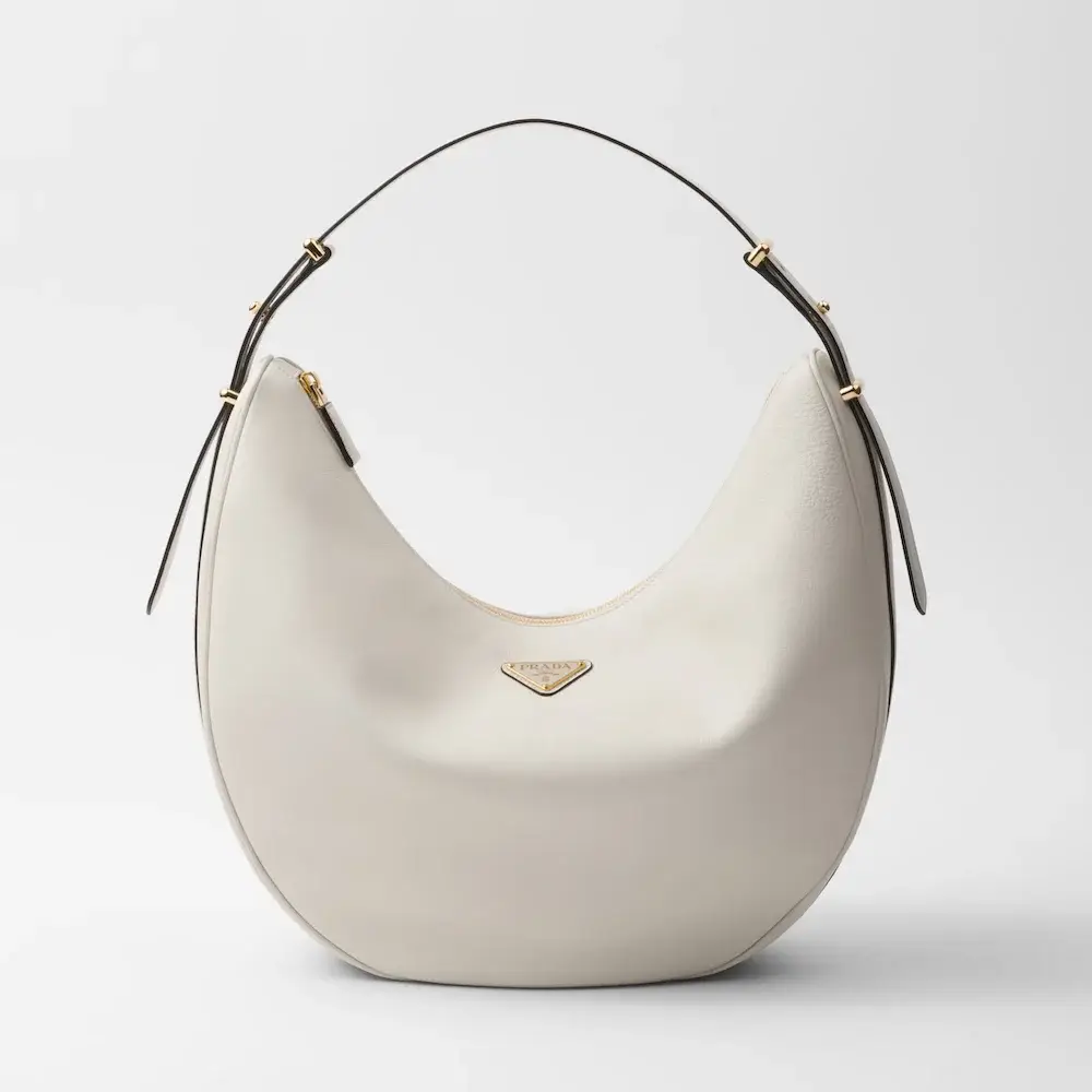 Prada Arqué large leather shoulder bag white