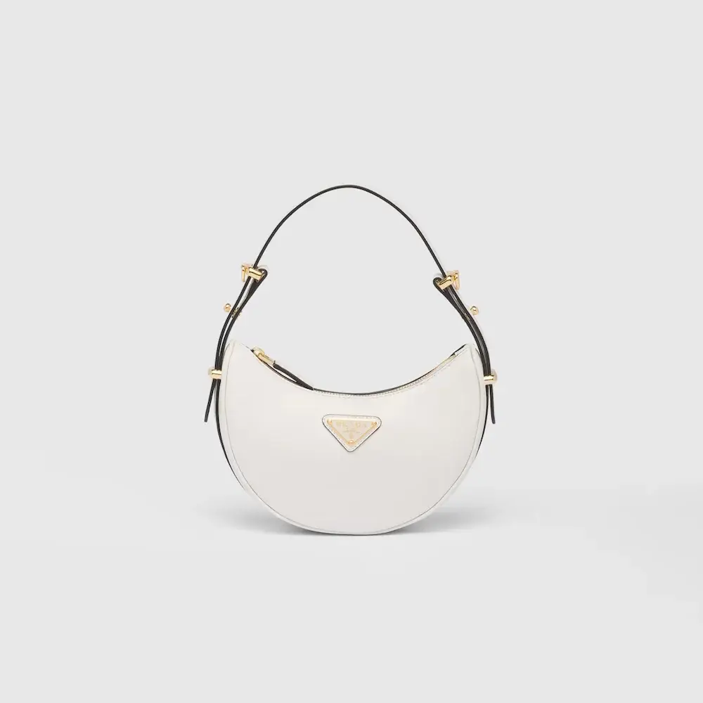 Prada Arqué leather mini shoulder bag white