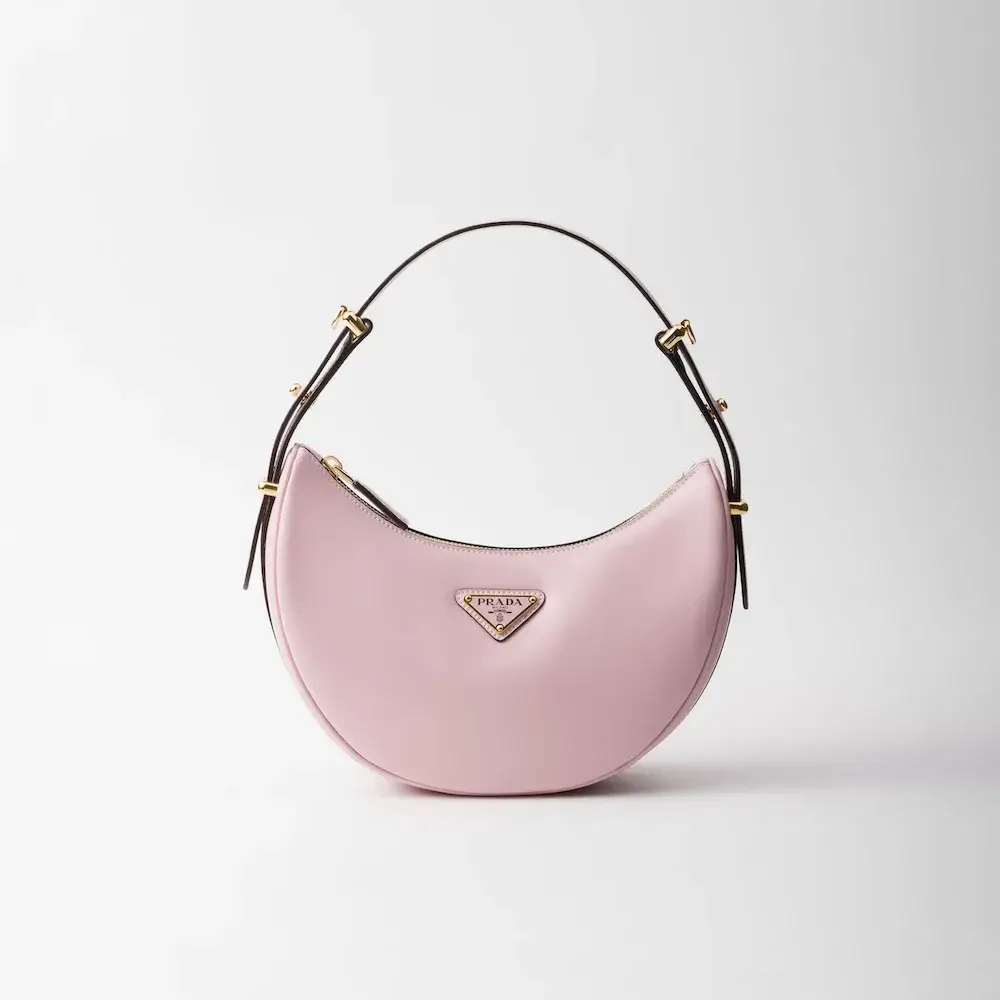 Prada Arqué small leather shoulder bag albaster