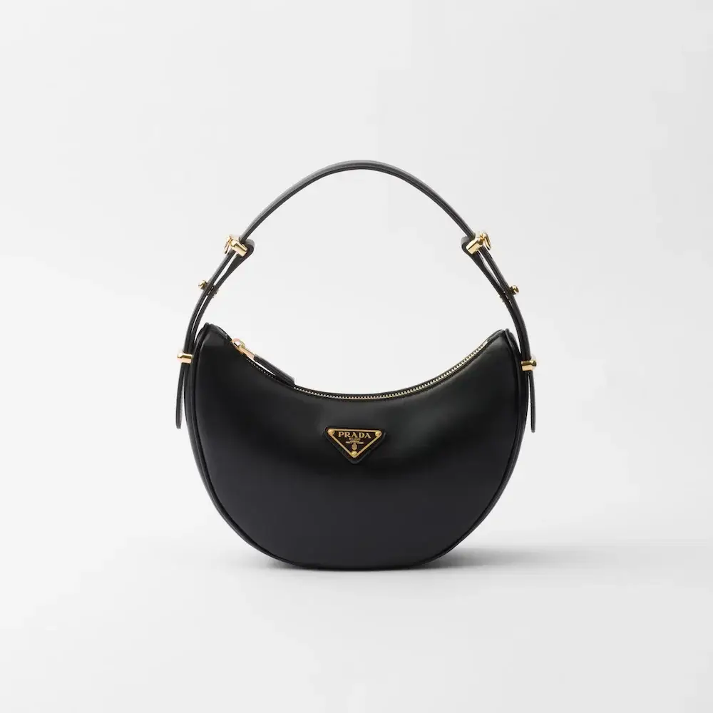 Prada Arqué small leather shoulder bag black