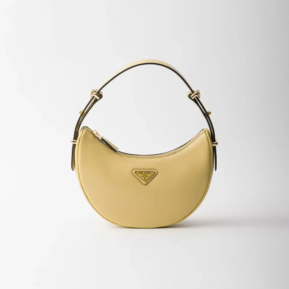 Prada Arqué small leather shoulder bag vanilla