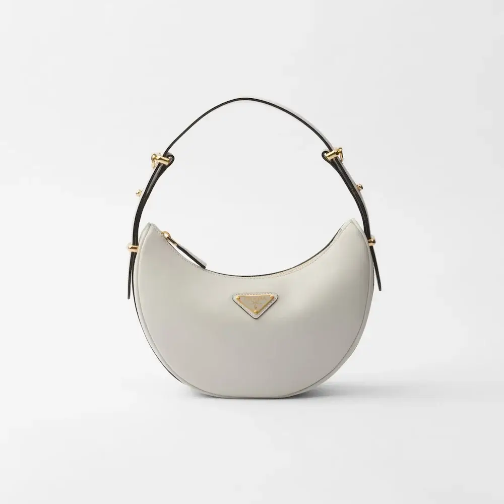 Prada Arqué small leather shoulder bag white
