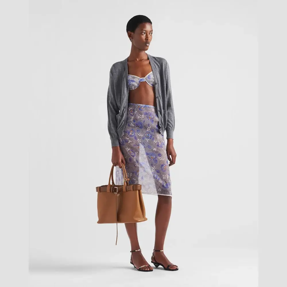 Prada Buckle large leather handbag with belt model hand carry