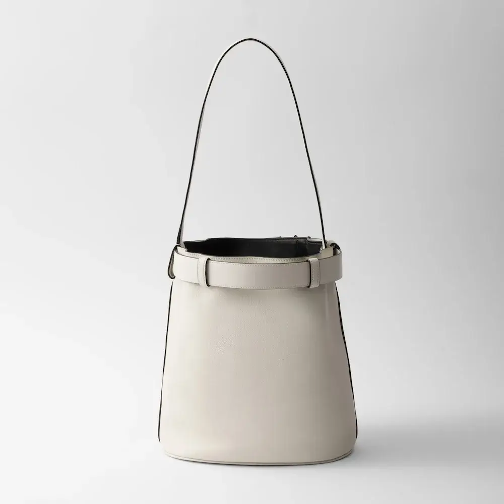 Prada Buckle leather bucket bag with belt back