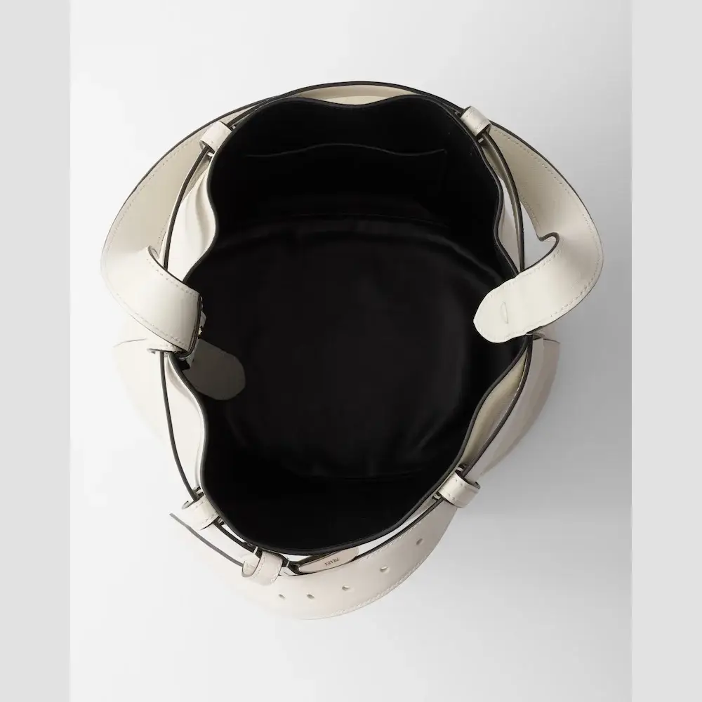 Prada Buckle leather bucket bag with belt interior