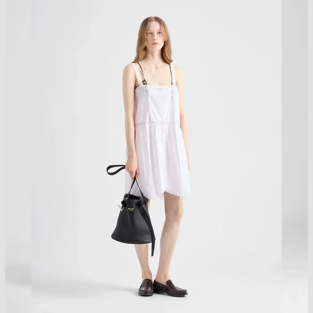 Prada Buckle leather bucket bag with belt model hand carry