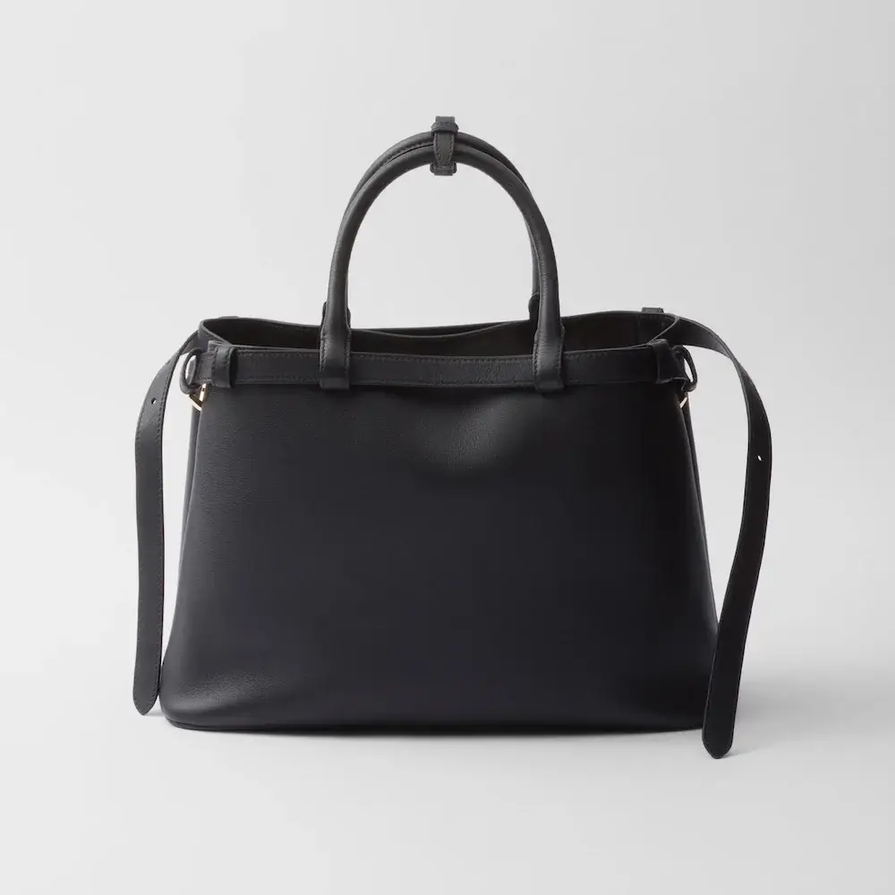 Prada Buckle medium leather handbag with double belt back