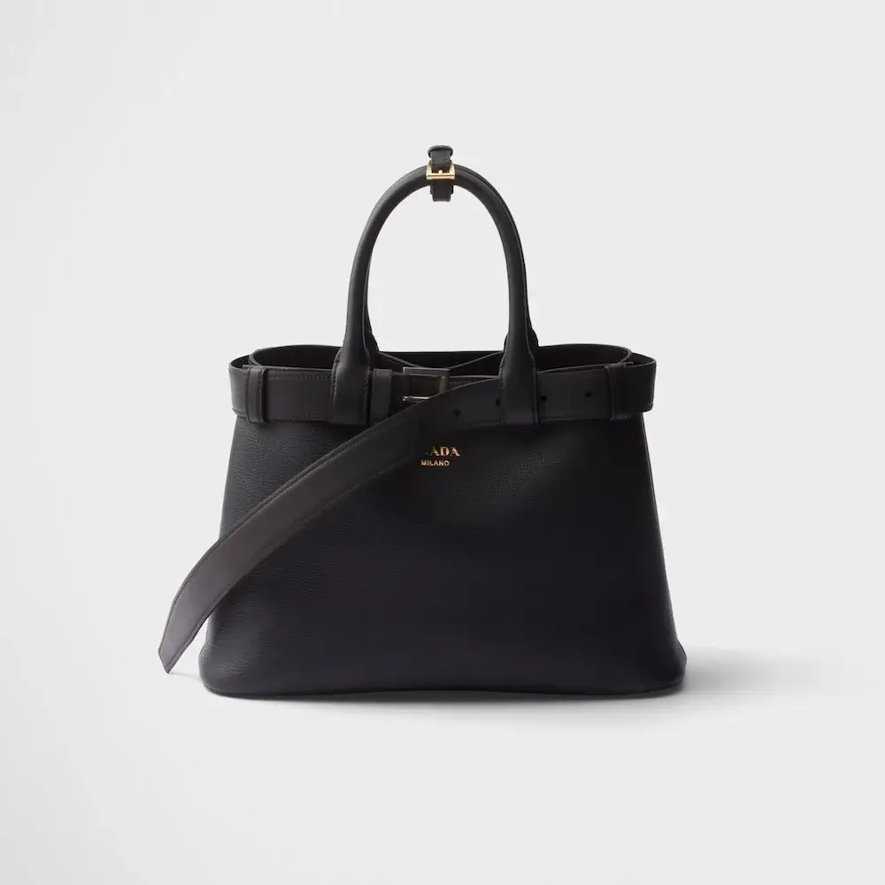 Prada Buckle small leather handbag with belt black