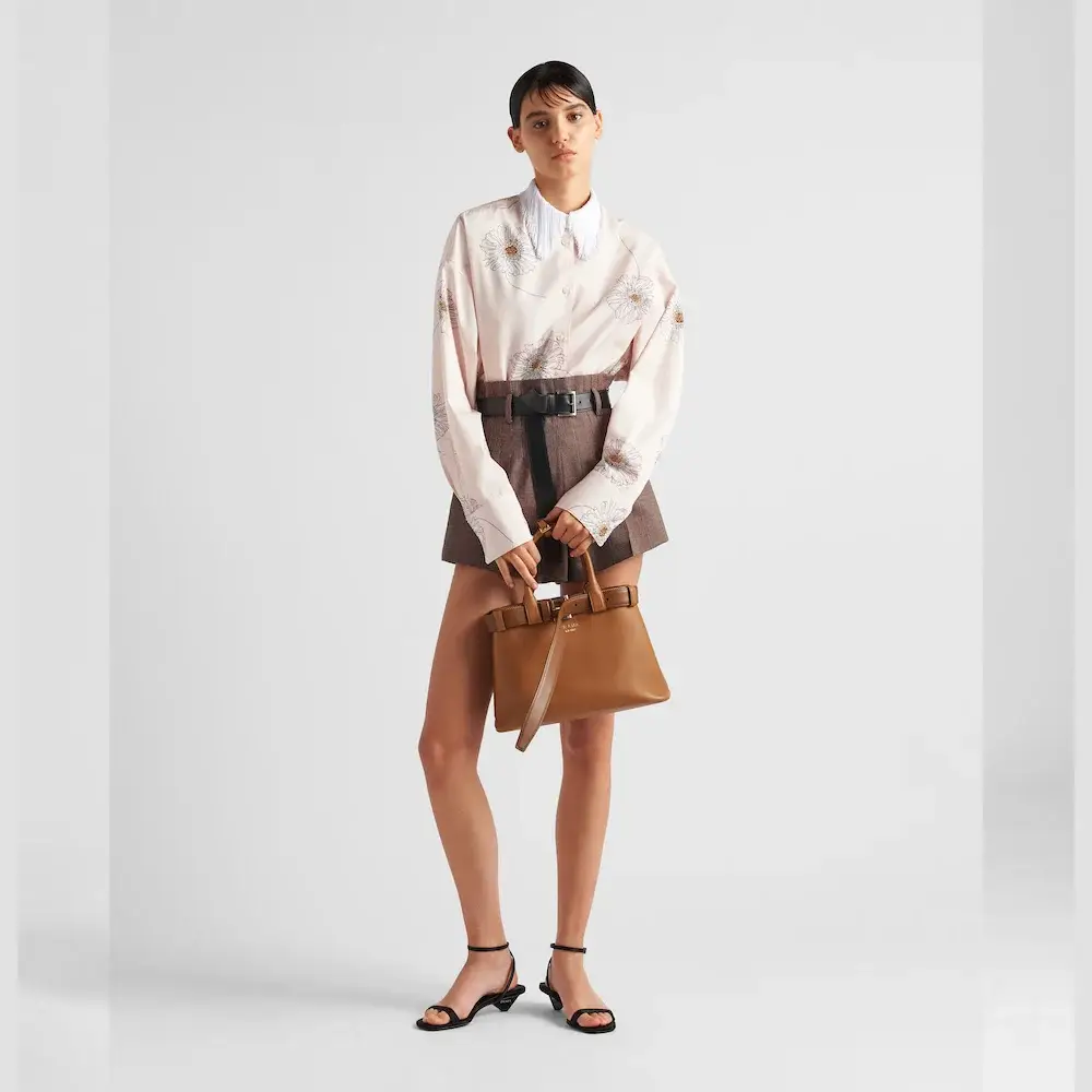 Prada Buckle small leather handbag with belt model hand carry