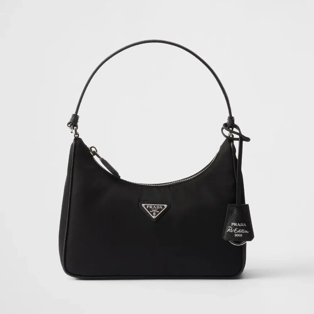 Prada Re Edition 2005 Re Nylon and Saffiano mini bag Black silver hardware