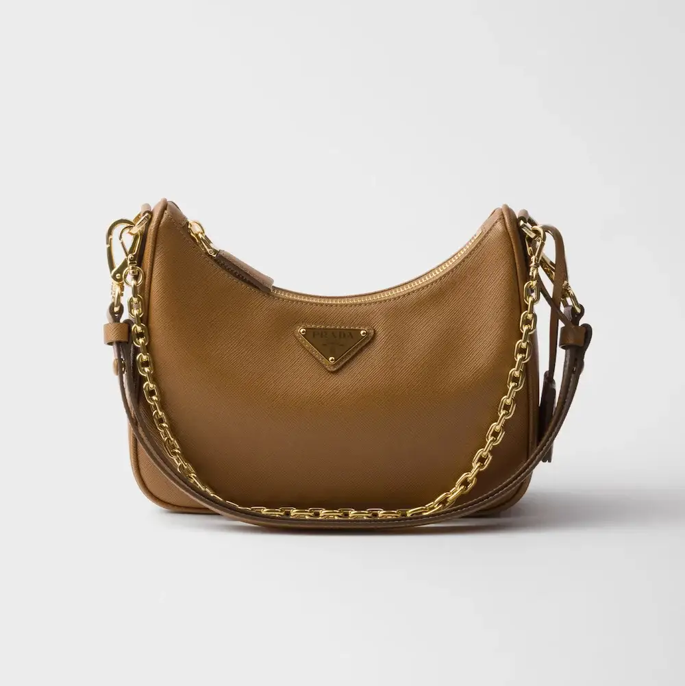 Prada Re Edition Saffiano leather mini bag caramel