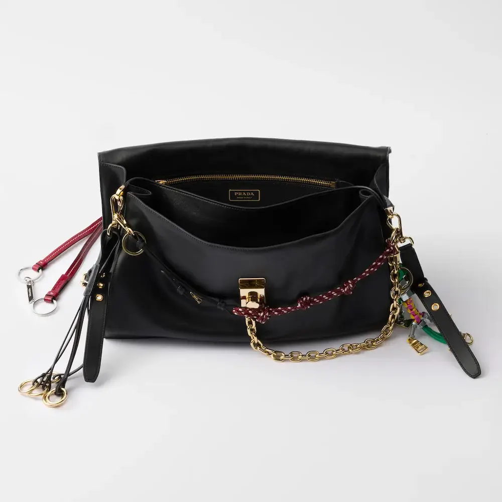 Prada Soft Sound Large leather shoulder bag with charms interior