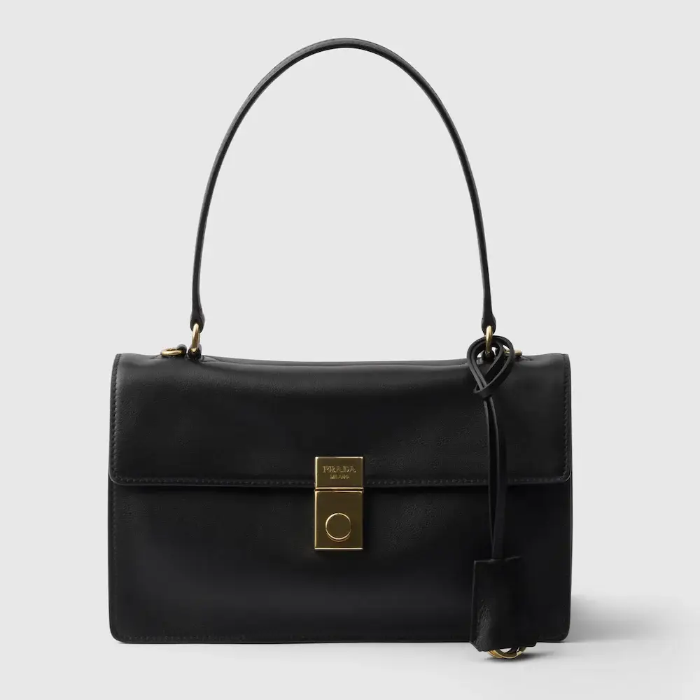 Prada Soft Sound medium leather shoulder bag black