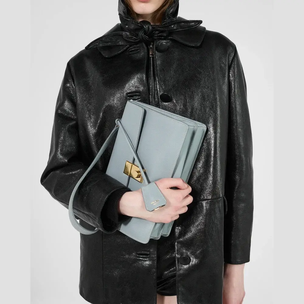 Prada Soft Sound medium leather shoulder bag model hand carry 2