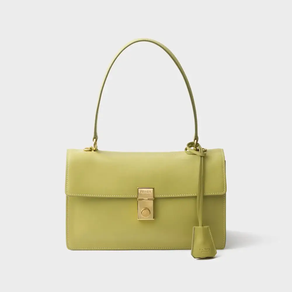 Prada Soft Sound medium leather shoulder bag pistachio