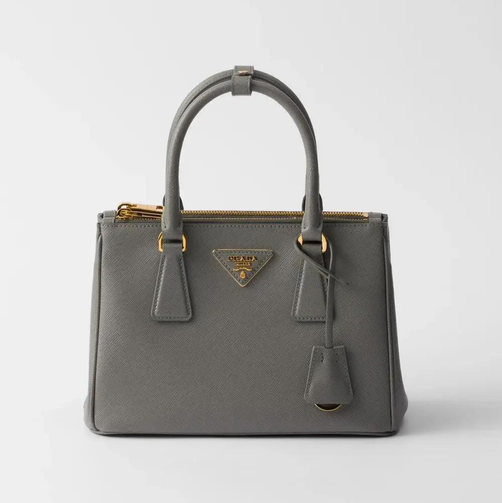 Small Prada Galleria Saffiano leather bag slate gray