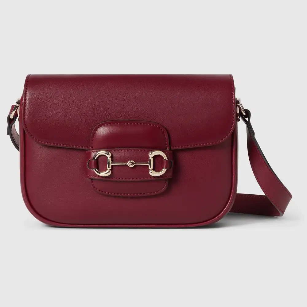 Gucci Horsebit 1955 Soft small shoulder bag Gucci Rosso Ancora red soft leather with natural shine