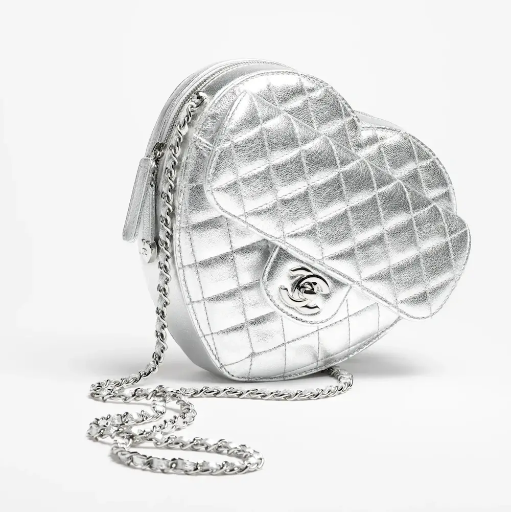 Chanel heart bag metallic lambskin silver tone metal AS5764B21928NF635 #2