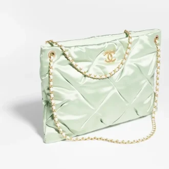 Chanel large pouch bag satin gold tone metal AS5623B21176ND768