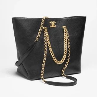 Chanel shopping bag grained shiny calfskin gold tone metal AS5746B2186794305 #2