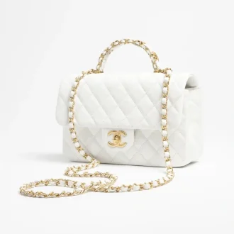 Chanel small flap bag with top handle grained shiny calfskin gold tone metal AS5702B2143110601 #2