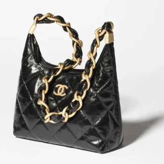 Chanel small hobo bag shiny lambskin gold tone metal AS4922B1689794305