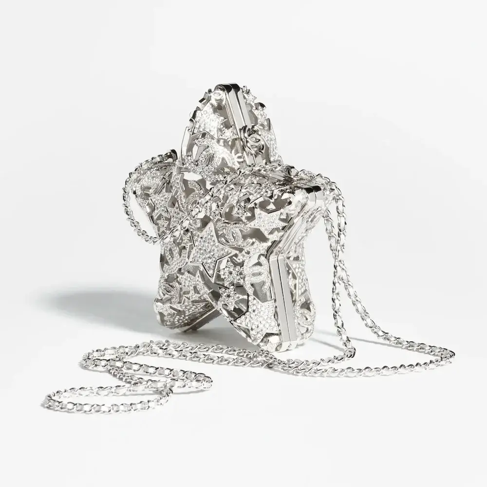 Chanel star minaudiere silver tone metal strass AS5658B21275U2335