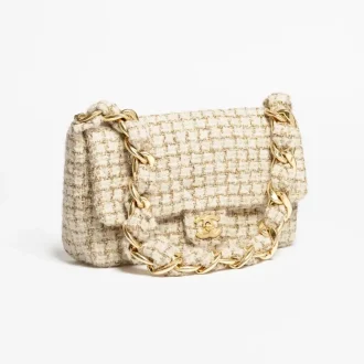 chanel large flap bag tweed gold tone metal AS5835B22367U3821 #2