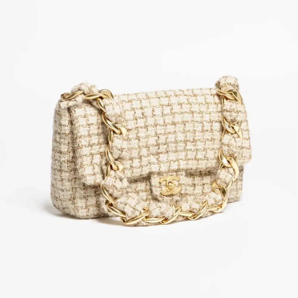 chanel large flap bag tweed gold tone metal AS5835B22367U3821 #2