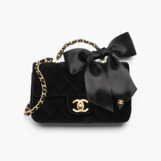 chanel mini flap bag with top handle velvet silk gold tone metal AS5875B2248194305