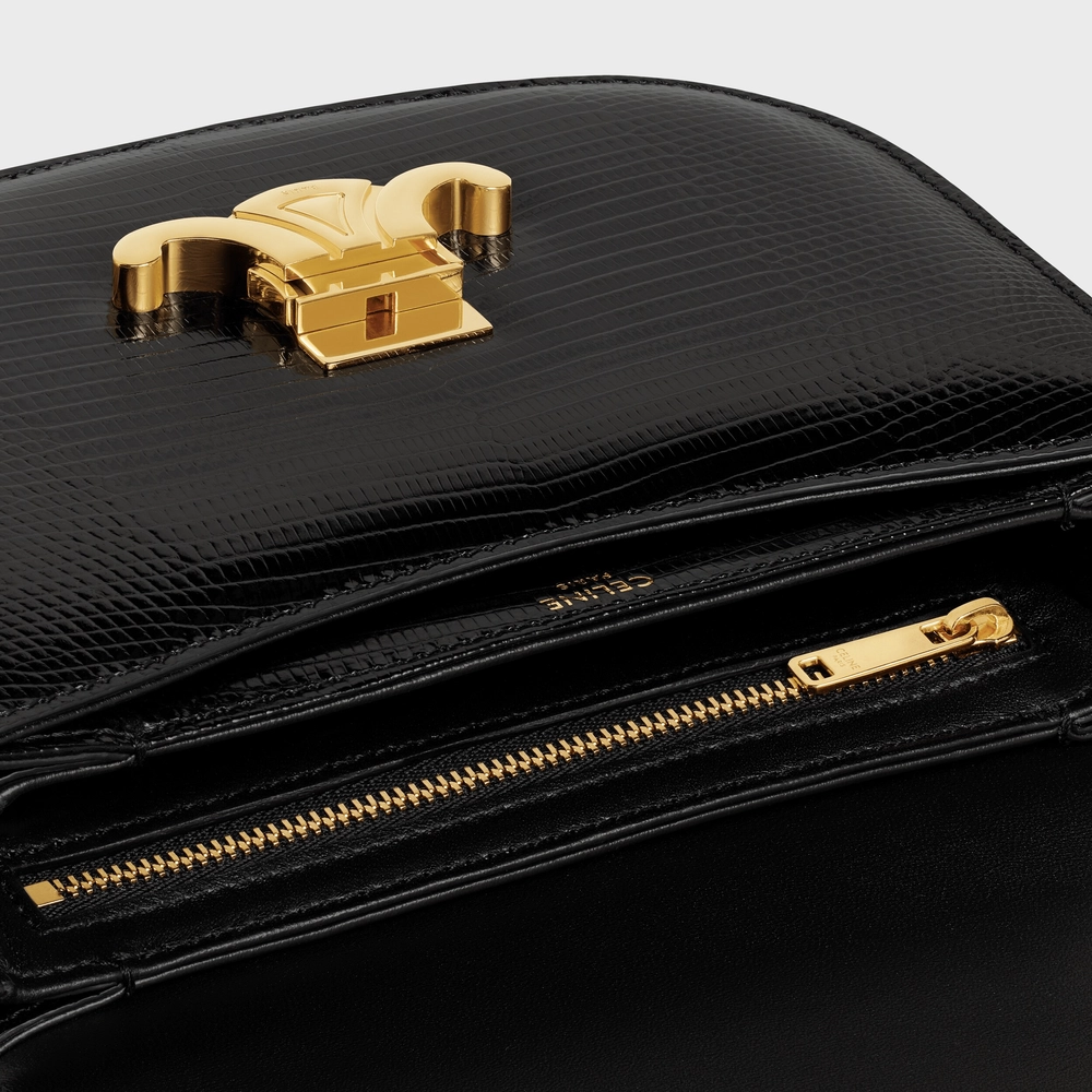 Celine Chain Besace Clea In Lizard Black Interior pockets