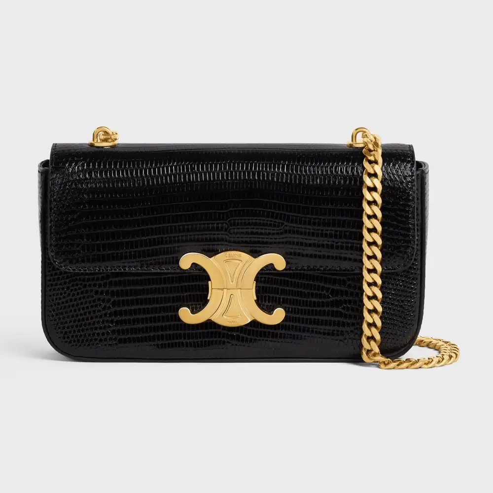 Celine Chain Shoulder Bag Claude In Lizard Black