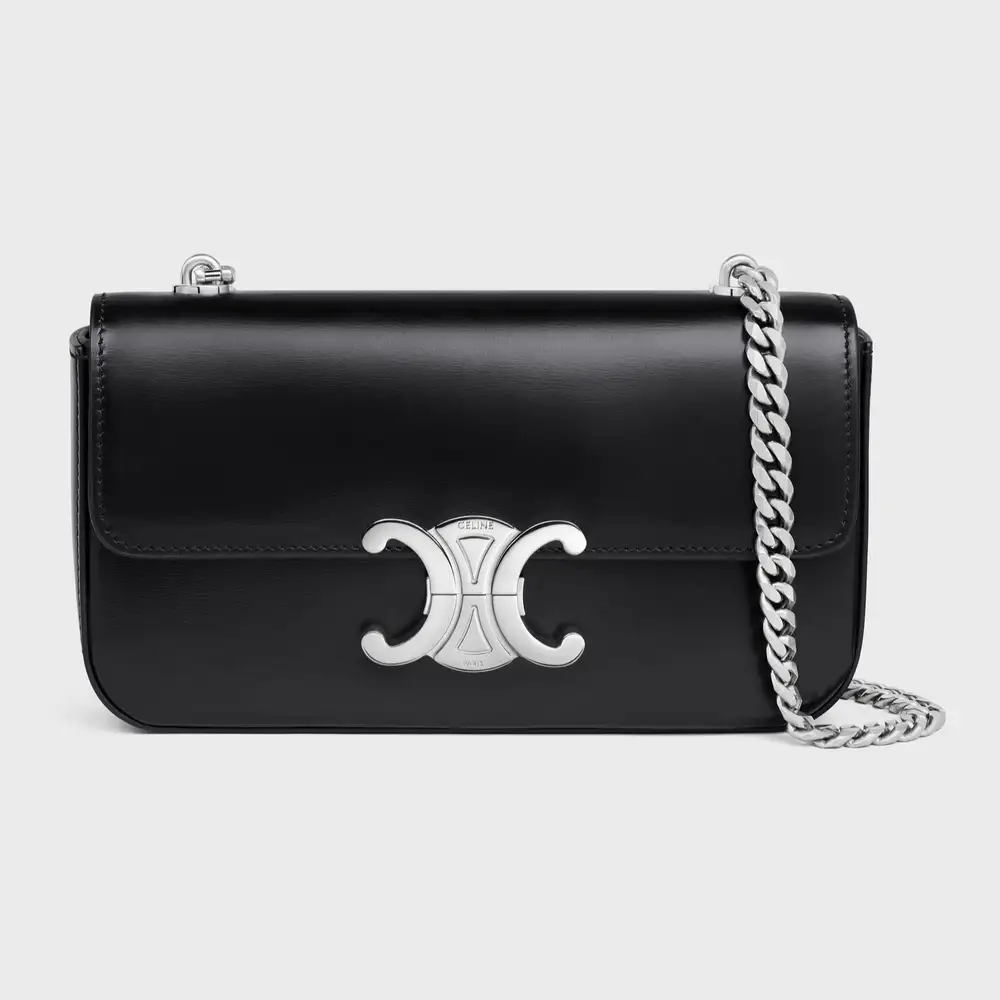 Celine Chain Shoulder Bag Claude In Shiny Calfskin Black