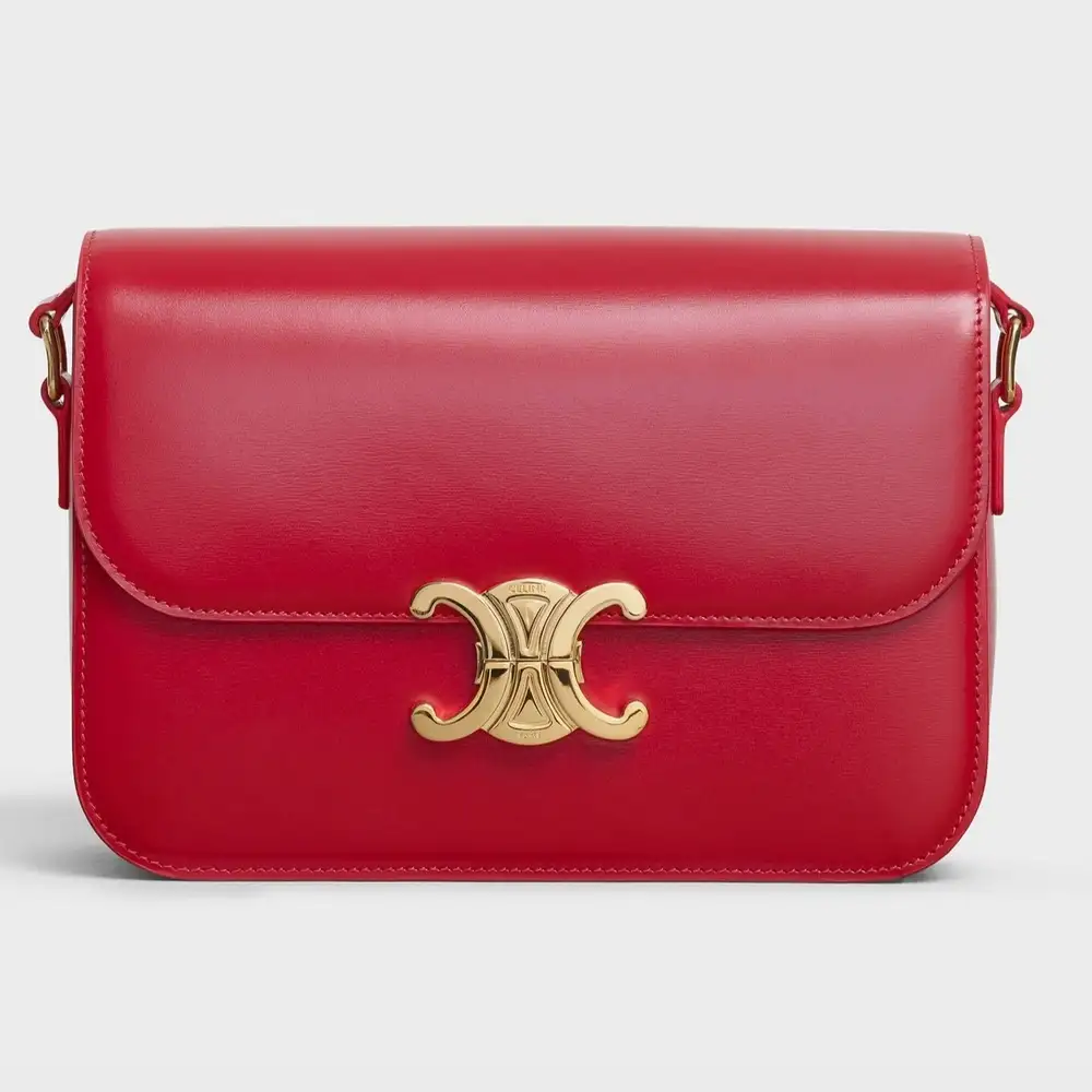 Celine Classique Triomphe Bag in shiny calfskin red
