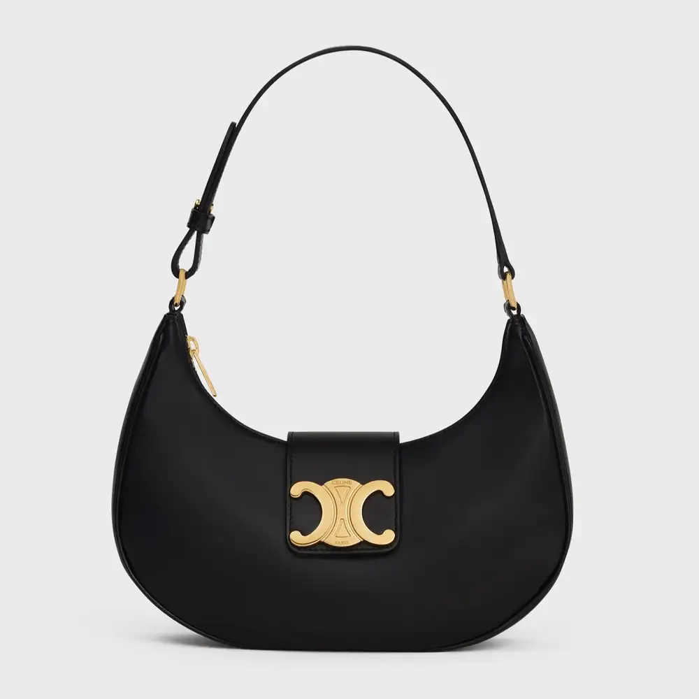 Celine Medium Ava Triomphe Bag In Smooth Calfskin Black