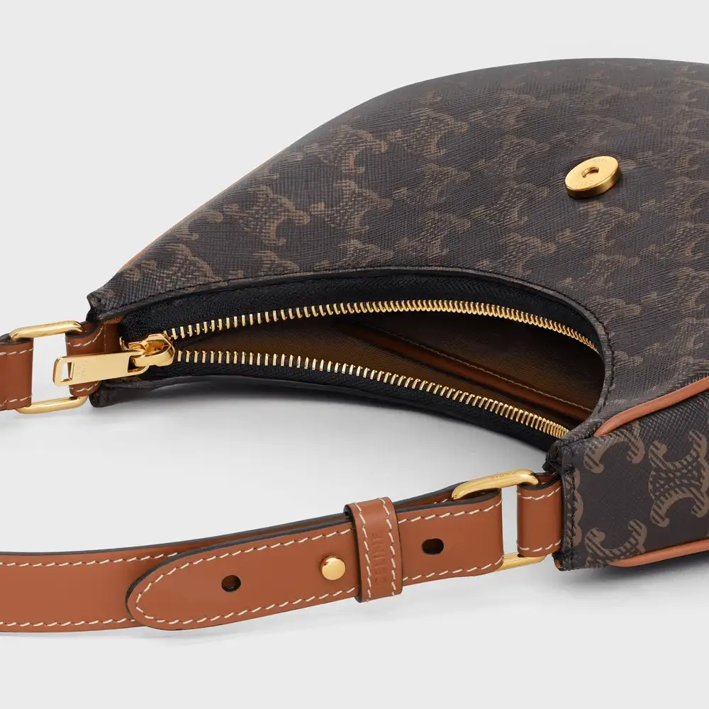 Celine Medium Ava Triomphe Bag In Triomphe Canvas And Calfskin Interior pockets