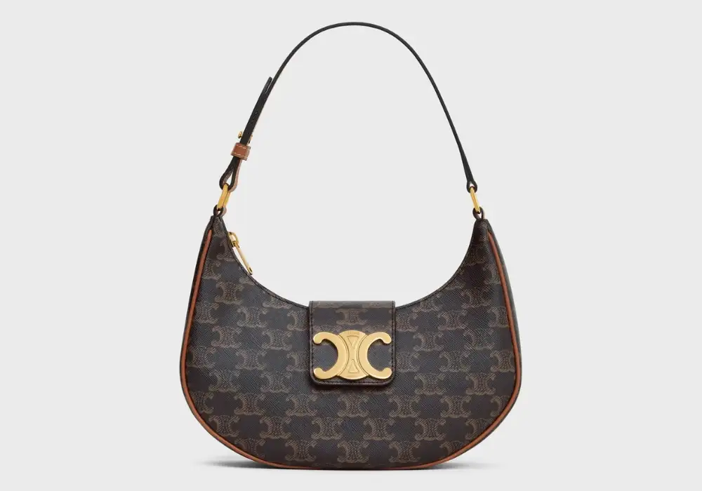 Celine Medium Ava Triomphe Bag In Triomphe Canvas And Calfskin Tan Front image