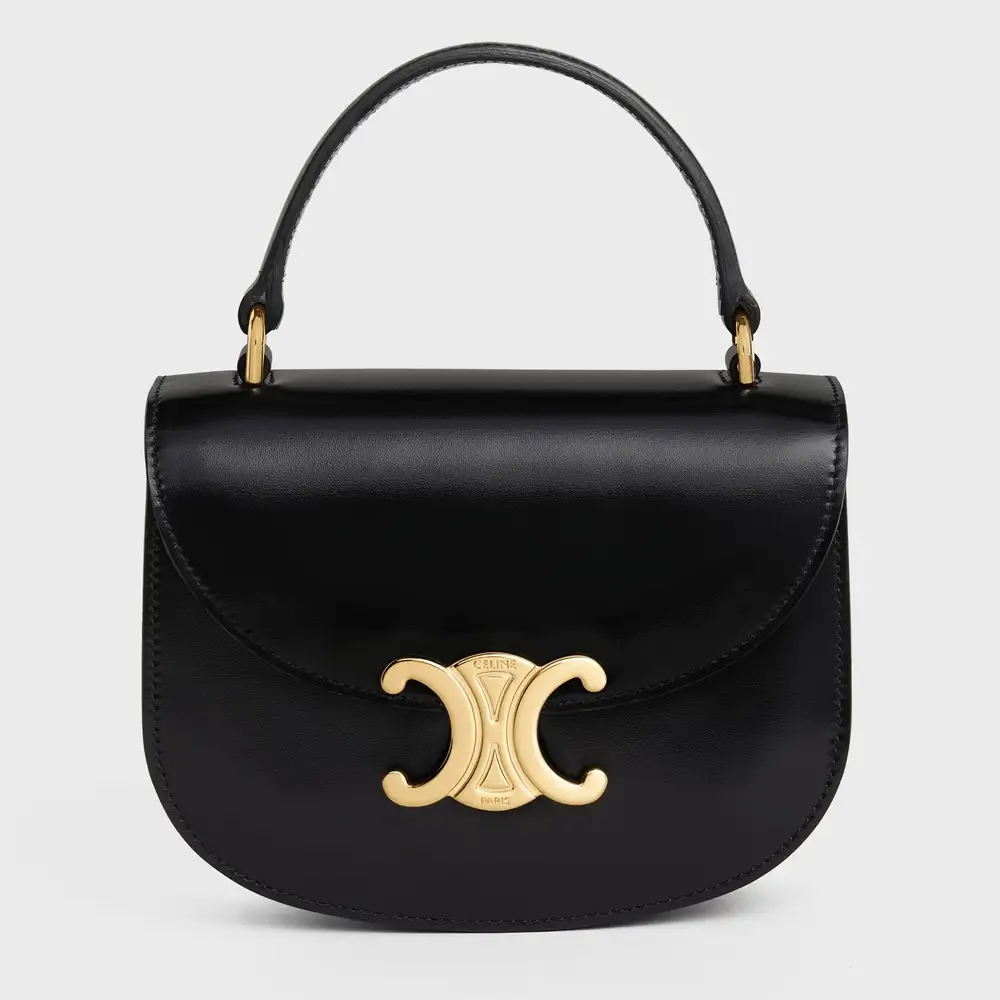 Celine Mini Besace Clea In Shiny Calfskin Black