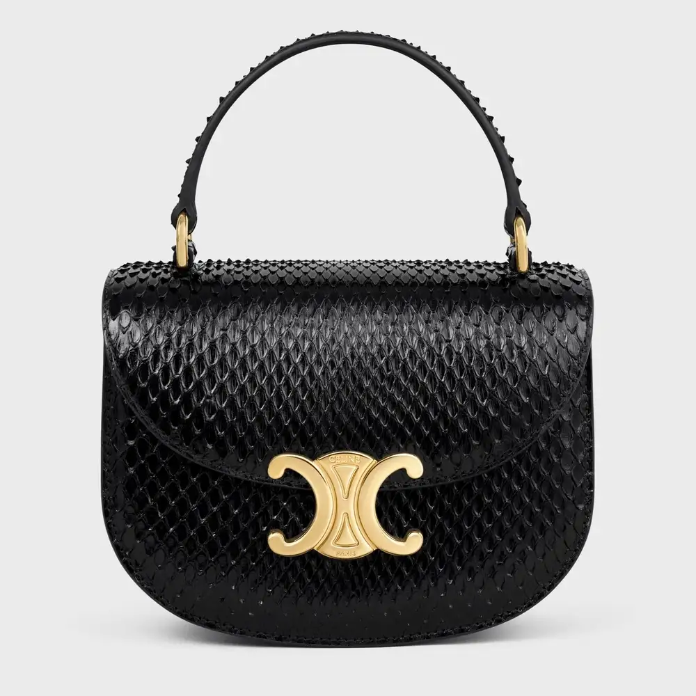 Celine Mini Chain Besace Clea In Python Black