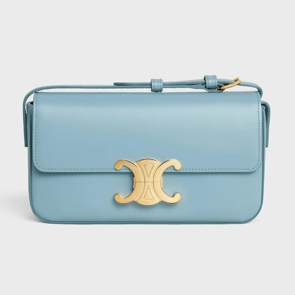 Celine Shoulder Bag Claude In Shiny Calfskin California Blue