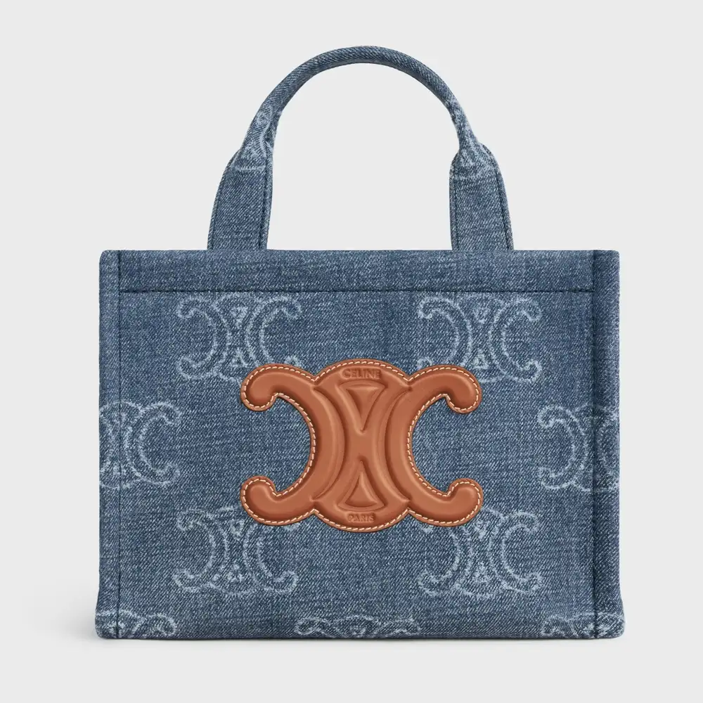Celine Small Cabas Thais In Denim With Triomphe All over And Calfskin Denim