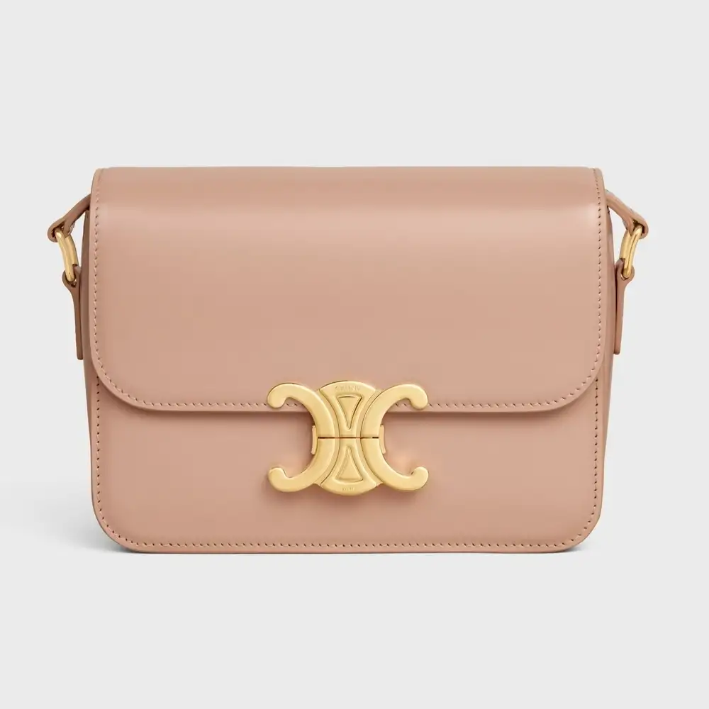 Celine Teen Triomphe Bag in shiny calfskin Soft Peach