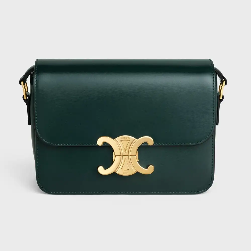 Celine Teen Triomphe Bag in shiny calfskin amazone